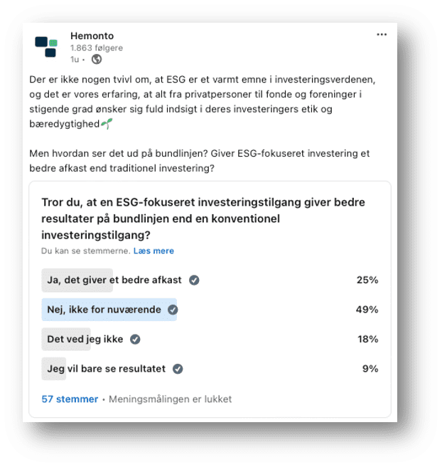 LinkedIn-afstemning om bæredygtig investering